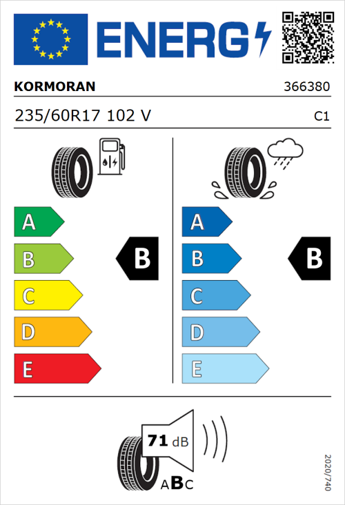 Tyre Label for Kormoran Summer 3 SUV 235/60R17 102V