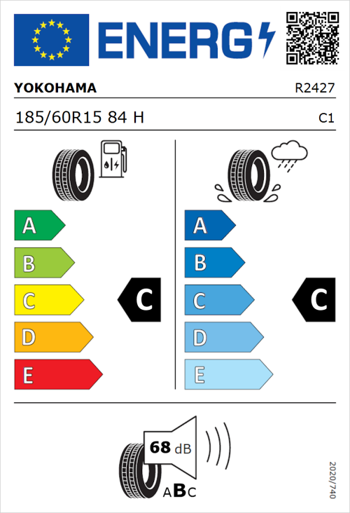 Tyre Label for Yokohama BluEarth-Es ES32 185/60R15 84H